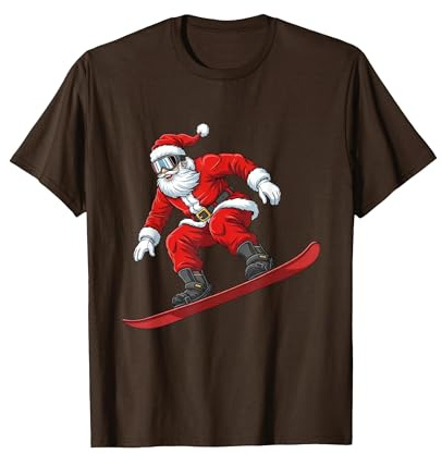 Planche à Neige Père Noël Snowboard T-Shirt, Homme, Marron, L
