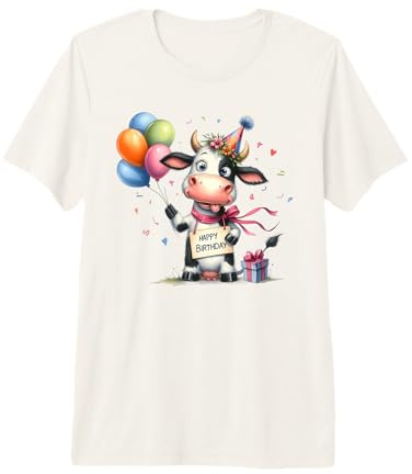 Palloncini con Cappello a Forma di Mucca per Compleanno Maglietta Premium
