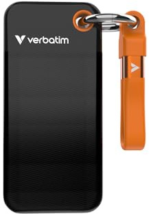 Verbatim Pocket SSD 128 GB, extern SSD USB 3.2 Gen 2, upp till 1 000 MB/s läsning och skrivning, bärbar hårddisk för PC, Mac och konsol, svart/orange