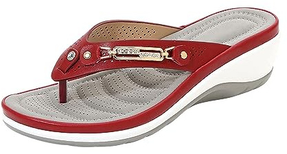 Sandaler kvinnor T-rem string flip flops lätt strass kedja komfort kudde kil sula skor sommar beige grå