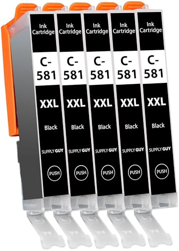 Supply Guy 581XXL Bläckpatroner Svart kompatibla med Canon CLI-581 XXL för Pixma TS705 TS705a TS6350 TS6350a TS6351 TS6351a TS6300 TR8550 TS9550 Multipack 5 patroner 581 XXL