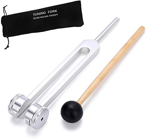 Bysameyee Stimmgabel 128 Hz, Medizinische nichtmagnetische Stimmgabel aus Aluminiumlegierung C-128 zur Heilung mit Taylor Percussion Hammer Mallet (128Hz)