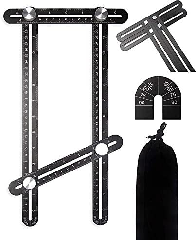 Anvin - Regla de medición multiángulo de aleación de aluminio multiángulo, herramienta de modelo, medidor de herramienta de diseño para aficionados, constructores, artesanos, bricolaje