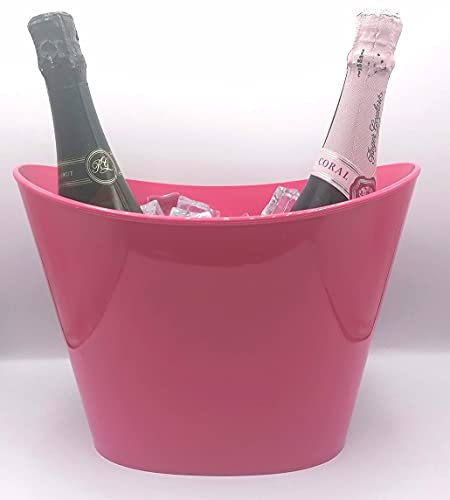 Cubitera, Champanera Fresh color Rosa, ideal para 2 botellas 75cl, botella Magnum o 6 botellines de cerveza, refrescos o agua. Hecha en Polipropileno, muy Resistente. (Rosa)