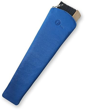 FIONCCI Funda de Abanico Piel autentica, Protector Porta Abanico, artesanía realizada a Mano, Protege y alarga la Vida de tu Abanico. (Azul)