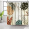 Bovlleetd 180x200cm Boho Botanical Badezimmer Vorhang Wasserdicht Abstrakte Pflanze Duschvorhang Aquarell Mid-Century Tropical Plant Duschvorhänge Waschbar Badewanne Dekorative Vorhang