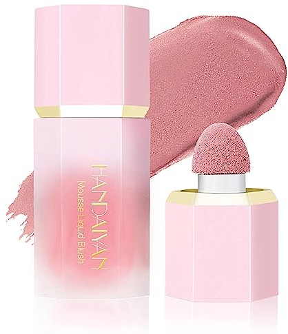 Matte Cream Blush Soft Lightweight Liquid Blush for Cheeks Natural Looking Color Long-Wearing Smudge Proof Pink Liquid Blusher Makeup (5#Mystery)