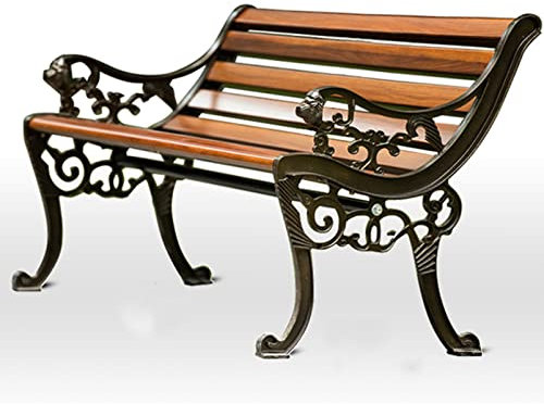Trädgårdsbänk Uteplatsbänk, robust parksäte i gjuten aluminium med armstöd, väderbeständiga verandabänkar trädgårdsmöbler stolar, för gården Front Porch Path Lawn Work Entryway