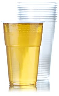 GoCoPack Vasos de cerveza: paquete de 50 vasos de cerveza de plástico transparente resistente – Disponible en: 10 oz, 12 oz, 20 oz – 1 pinta o 22 oz – Ideal para fiestas, celebraciones o eventos (12