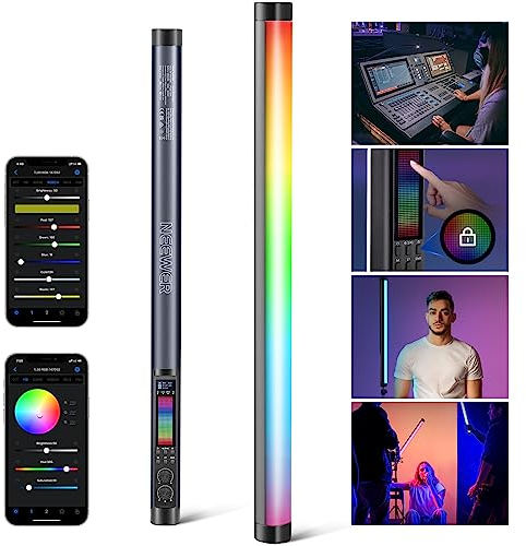 NEEWER TL60 RGB Barra de Luz, Todo Color RGBWW Fotografía Portátil LED Video Palo de Iluminación Admite Control App/2.4G/DMX, Lámpara con Efectos de 7 Píxeles, 2500-10000K CRI97+ TLCI98+, 3000mAh
