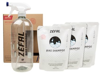 ZEFAL Bike Shampoo Fahrradreiniger - Fahrrad Reiniger natürlichem Ursprungs - Ecocert Fahrrad-Reinigungsprodukt - Sprühflasche 1 L mit 3 Nachfüllpackungen à 300 ml - 30 Waschgänge
