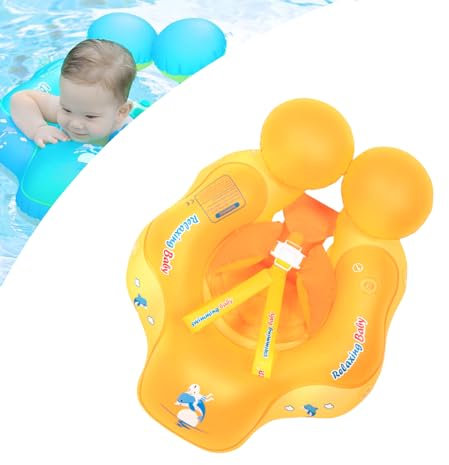 Baby Schwimmring für ab 3-12 Monate,Orange Aufblasbare Schwimmtrainer Schwimmhilfe Baby mit verstellbare Schultergurte,Pool Schwimmringe Babys Schwimmhilfen Schwimmsitz für Neugeborene Kleinkinder