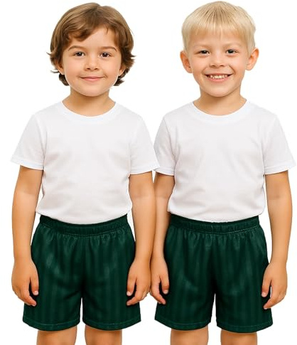 A2Z 4 Kids Flickor Pojkar Skugga Rand PE Shorts Sport Paket om 2 Fotboll - Shadow Shorts 2 Pack Green 2-3