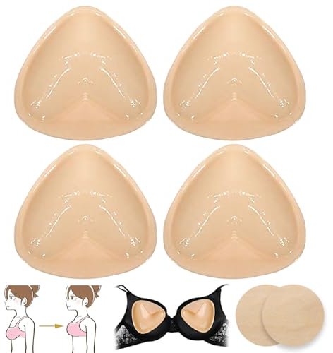 Katslyn 2 Pairs Boost Cups Sticky Bra Inserts with 1 Pair Breast Stickers,Boost Cups Double Sided Adhesive Push Up Pads,Push Up Sticky Bra,Reusable and Washable,for Women Girls Swimsuits Bikini