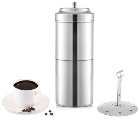 KSJONE Sydindiskt filter kaffebryggare 30 ml, 4-6 koppar rostfritt stål kaffebryggare, droppkaffebryggare, Madras Kaapi Kappi, kaffebryggare