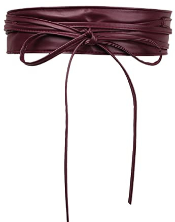 Anevous Taillengürtel für Damen, Obi Gürtel zum Schnüren Breite Schnürgürtel Ledergürtel Bindegürte Schleife Gürtel Zubehör für Kostüme, kleider Mode Bekleidung Accessoires,Weinrot