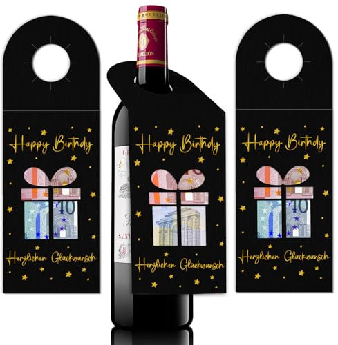 WenmthG Geburtstag Geschenke Flaschenetikett Geldgeschenk Geburtstagsdeko Geburtstagsgeschenk für Frauen Männer, Wunscherfüller Geldgeschenk Flaschenetiketten - 2 Stückes