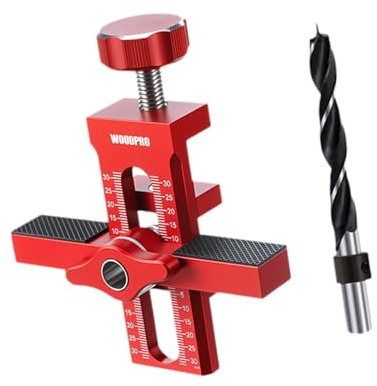 F Fityle Gabarit de Montage pour Portes de Meuble en Alliage d'Aluminium, Outil de Gabarit avec Bras de Support et Serrage, Jig de Fixation Universel pour Charnières Cachées, Armoire, avec 1 Perceuse
