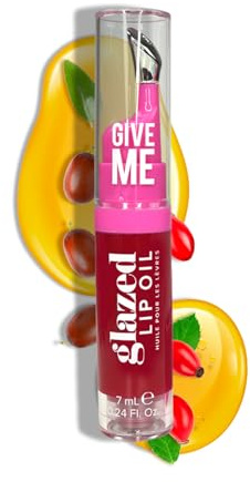 Give Me Cosmetics, Glazed Lip Oil, Infused with Jojoba Oil, Intensely Hydrating and Delivers a Gorgeous, Glossy Finish - Go Rouge