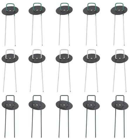 SHINYPASING Clavijas de Tierra en Forma de U para Jardinería y Césped Artificial, 30 Piezas de Alambre Galvanizado para Fijación Rápida y Segura en Jardín y Uso Diario