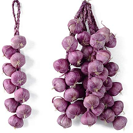 5pack Artificial Garlic String, Simulation Artificial Lifelike Fake Vegetable Photography Props Home Kitchen Harvest Decoration (Purple Garlic, 5pcs)