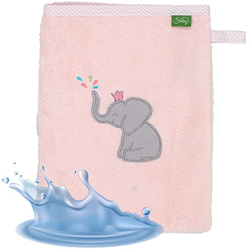 Smithy Waschlappen Baby ELEFANT | 100% Baumwolle Frottee | Waschhandschuh Kinder | Jungen & Mädchen | Geschenk zur Geburt