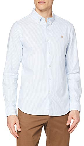 Farah Mens Brewer Stripe Long Sleeve Sky Blue 468 M