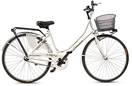 MADICKS Bicicletta Donna da Passeggio Olanda Misura 26 Bici da città Vintage retrò con Cestino Bianca