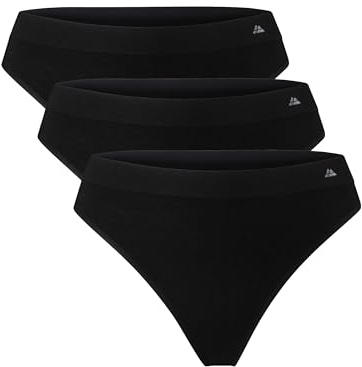 DANISH ENDURANCE 3 Paia Tanga Donna in Fibra di bambù, Perizoma Senza Cuciture, Comodo e Morbido, Nero, XS/S