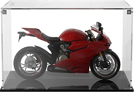 Cliselda Klar Acryl Vitrine mit Schwarzer Basis, Unmontiert Große Schaukasten Acryl Box für Action Figuren, Sammelfiguren, Spielzeug (30 x 20 x 20 cm)