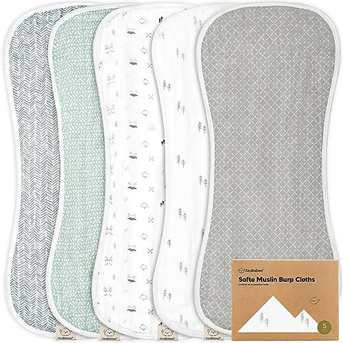 5 Paquete de toallitas de muselina bebé niña, niño - Absorbente y transpirable toallitas de bebé, Toallitas de algodón de bambú orgánico para bebés, Bebé trapos recién nacidos,Grandes y suaves(Nordic)