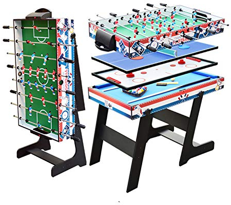 4Ft 4 in 1 Multi Sports Game Table-Table Football, Pool Table, Table Tennis Table,Heavy Duty Indoor Family Games Play Sports Fun Gifts