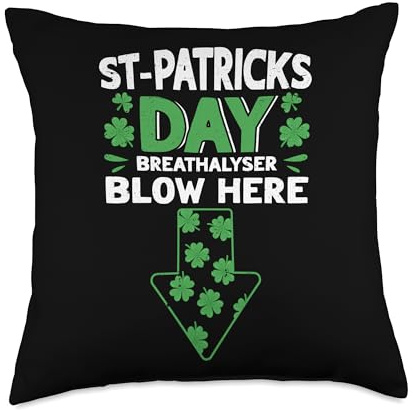 St Patricks Day Breathalyser Blow Here St. Patricks Day Men Throw Pillow