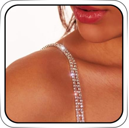 IYOU Tirantes de Brasier brillantes de Diamantes de Imitación de Oro Rosa Correas de Ropa Interior de Bikini de Cristal Accesorios de Cadena de Hombro para Mujer (2 Piezas)