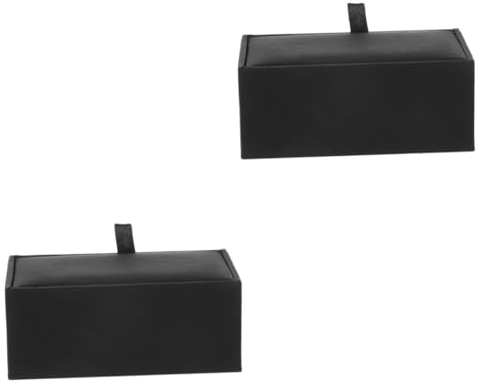Ciieeo 2Er-Box Manschettenknopfbox aus Leder Vitrine für Manschettenknöpfe reise schmuckschatulle Geschenk Verpackung Kasten Schachtel mit Manschettenknöpfen Fräulein