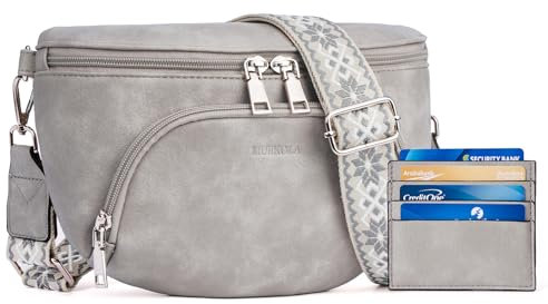 MUIIKOLA Kleine Damen Umhängetaschen, Bauchtasche Damen Crossbody Bag Damen Veganes Leder Crossbody Bag Damen,RFID Blockierung Kartenschlitz Brusttasche mit Verstellbar Abnehmbar Breiter Gurt