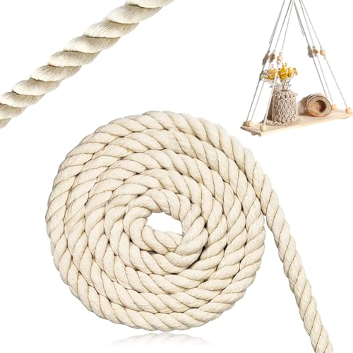 20MMx5M/0,78x196,8 Pollici Corda Cotone Cordoncino Filati Fai da Te Filo Macrame, per Lavori di Bricolage, Amache, Appendini per Piante, Decorazioni per La Casa, Progetti Fatti a Mano (Beige)