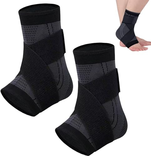 MADGININE Achilles Tendonitis Support 2 Pack Ankle Support for Sprained Ankle Breathable, Adjustable Sprained Ankle Support for Running&Everyday Wea, Sport Ankle Support for Women&Men