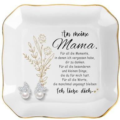 HSDSH Mama Ceramica Vassoio per Gioielli, Regalo di Compleanno per Mamma, Vassoio Decorativo, Piatto per Gioielli, Vassoio per Gioielli con Frasi, Regali di Ringraziamento per la Madre per il