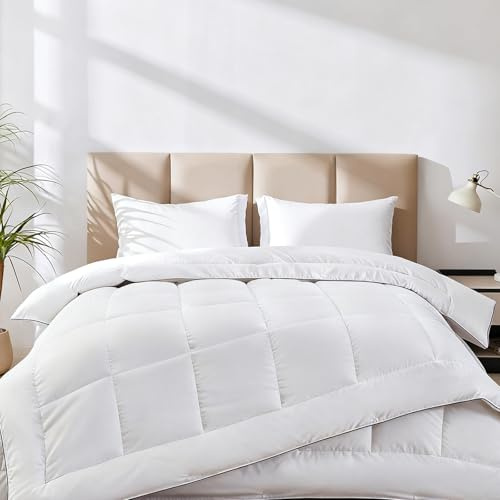 Edredón Relleno Nórdico 4 Estaciones Cama 135 (220x220cm) - 2 en 1 (125 gr/m2 + 250 gr/m2) - Edredón para Invierno, Verano, Primavera y Otoño, Nórdico de Fibra Suave, Transpirable y Antiácaros