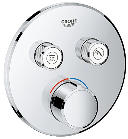 GROHE Grohtherm Smartcontrol, Duscharmatur Unterputzmischer (2 Absperrventile, ultraflaches Design, Wandrosette aus Metall, Fertigmontageset, ohne Rohbau-Set SmartBox), rund, chrom, 29145000