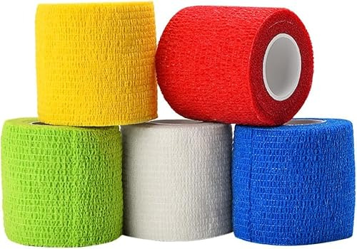 ATOMUS 5 x Cohesive Bandage Tattoo Haftbandage Elastischer Fixierverband Einweg selbstklebende Elastische Binde 5.5 * 5cm