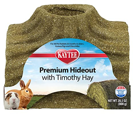 Kaytee Premium Timothy Treat Hideout For Pet Rabbits, Guinea Pigs, and Chinchillas, Large