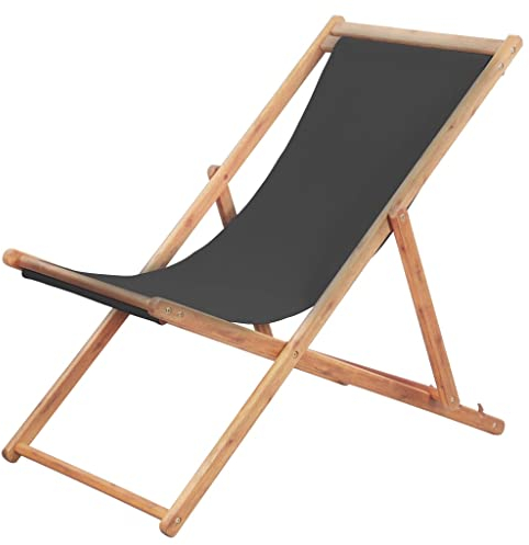 vidaXL Strandstuhl, zusammenklappbar, Stoff, Grau, Garten, Terrasse, Balkon, Sessel