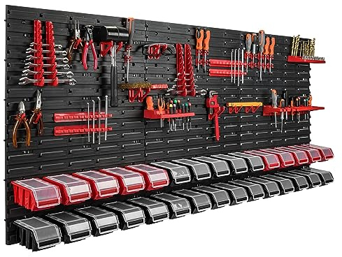 178 x 78 cm Wandregal 30 Sichtlagerkästen Deckel Werkzeughalter Stapelboxen Werkstatt Werkbank