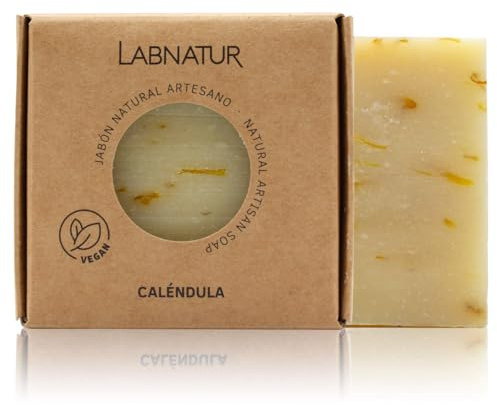 Labnatur Jabón Natural Caléndula Artesanal - Calma y Protege - Con Aceites de Oliva y Coco - Para Piel Sensible o Irritada - Vegano y Sin Aceite de Palma - Fabricado en España - 100 g