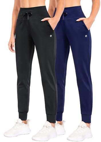 baleaf Women's Fleece Lined Pants Water Resistant Winter Thermal Warm High Waisted Joggers Sweatpants Hiking Running Leggings Black S