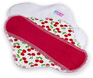 Petit Lulu 3er Pack Wiederverwendbare Menstruationsbinden (Slim) | Waschbare Slipeinlagen | Stoffbinden (Größe: Slip, Standard, Ultra) | Made in Europe (Süßkirschen, STANDARD (fleece) (Slim) 3 Stk)