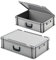 2 Eurokoffer/Gerätekoffer, stapelbar, LxBxH 600x400x185 mm, PP, grau