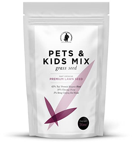 English & Sons Seeds Company - 'Pets & Kids Grass Mix' Lawn Seeds - Premium Fast Growing Grass Seeds - Easy to Sow for New or Established Lawns (1.8kg)
